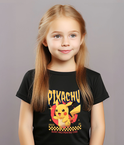Tricou Copii cu Pikachu Cadru Plin de Veselie Disney 100% Bumbac, Negru, 10 Ani [2]