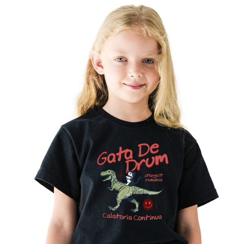 Basme Si Legende - Tricou Femei, Barbati, Copii, Fata, Baiat, Unisex Personalizat Pisică Călare T-rex - Jucărie cu Dinozaur pentru Copii, Călătorie Continuă