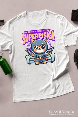 Tricou Femei, Barbati, Copii, Fata, Baiat, Unisex Personalizat Pisica Portocalie În Costum De Super Erou Cu Gheare Lungi – Cadou Personalizat „Zgârâi Și Stric Totul” Pentru Copii [2]