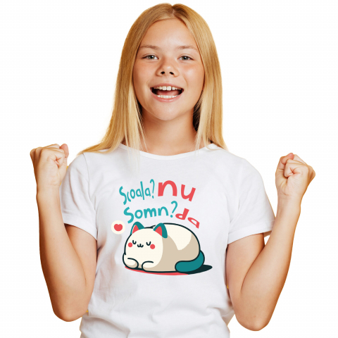 Tricou Femei, Barbati, Copii, Fata, Baiat, Unisex Personalizat Pisică Pufoasă cu Mesaj Amuzant – Cadou Personalizat pentru Copii