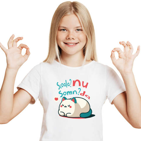 Copii - Tricou Femei, Barbati, Copii, Fata, Baiat, Unisex Personalizat Pisică Pufoasă cu Mesaj Amuzant – Cadou Personalizat pentru Copii