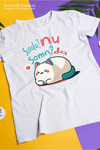 Tricou Femei, Barbati, Copii, Fata, Baiat, Unisex Personalizat Pisică Pufoasă cu Mesaj Amuzant – Cadou Personalizat pentru Copii [2]