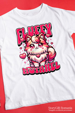 Tricou Femei, Barbati, Copii, Fata, Baiat, Unisex Personalizat Pisica Pufoasă Portocalie Îndrăgostită – Cadou Personalizat Fluiffy Motănel pentru Valentine's Day [2]