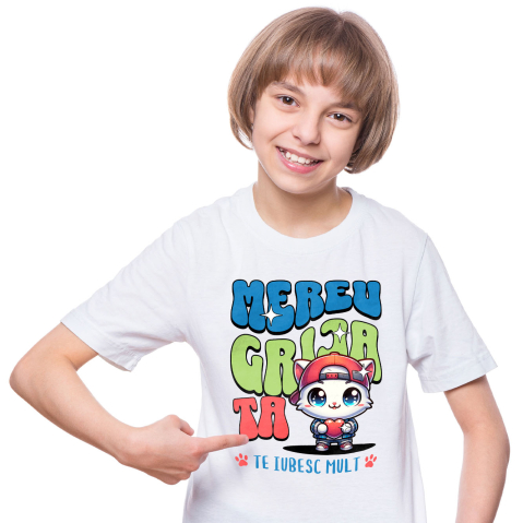 Tricou Femei, Barbati, Copii, Fata, Baiat, Unisex Personalizat Pisică Gangster cu Inimă – Cadou Romantic Personalizat „Te Iubesc Mult Mereu” [1]