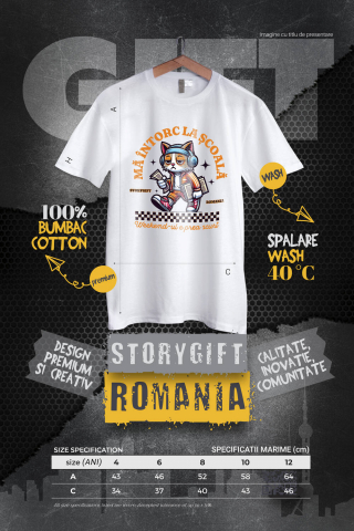 Tricou Femei, Barbati, Copii, Fata, Baiat, Unisex Personalizat Pisică Supărată și Extenuată cu Ținută Hip Hop | Întoarcerea la Școală [3]