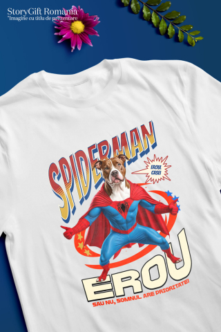 Tricou Femei, Barbati, Copii, Fata, Baiat, Unisex Personalizat Pitbull în Costum Spider-Man - Cadou Personalizat pentru Copii și Familie [2]