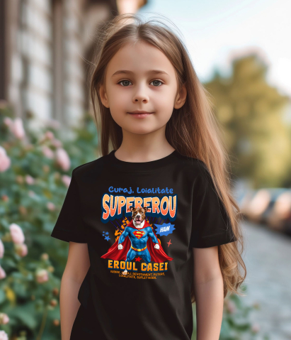 Tricou Femei, Barbati, Copii, Fata, Baiat, Unisex Personalizat Pitbull în Costum de Superman – Produse Personalizate pentru Familie și Copii [2]