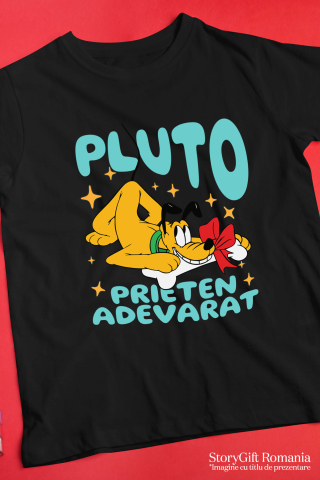 Tricou Copii cu Pluto - Fericirea unui caine cu osul preferat 100% Bumbac, Negru, 8 Ani [4]