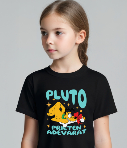 Tricou Copii cu Pluto - Fericirea unui caine cu osul preferat 100% Bumbac, Negru, 8 Ani [2]