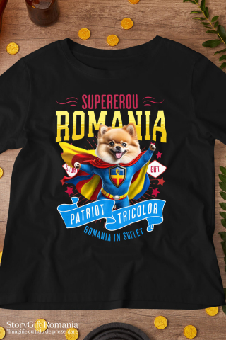 Tricou Femei, Barbati, Copii, Fata, Baiat, Unisex Personalizat Pomeranian În Costum de Căpitan România - Cadouri Personalizate pentru Iubitorii de Animale [2]