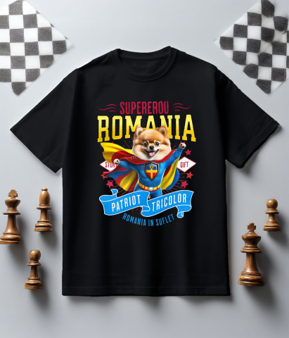 Tricou Femei, Barbati, Copii, Fata, Baiat, Unisex Personalizat Pomeranian În Costum de Căpitan România - Cadouri Personalizate pentru Iubitorii de Animale [4]