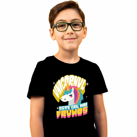 Tricou Femei, Barbati, Copii, Fata, Baiat, Unisex Personalizat Unicorn Colorat Multicolor – Cadou Personalizat „Unicornul este Cel Mai Frumos” pentru Copii [1]