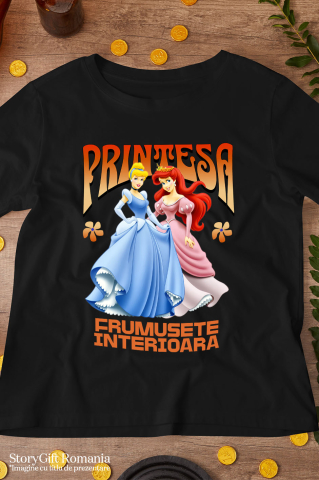 Tricou Copii cu Printesa - Ariel si Mica Sirena - Aventuri in Adancuri 100% Bumbac, Negru, 12 Ani [4]