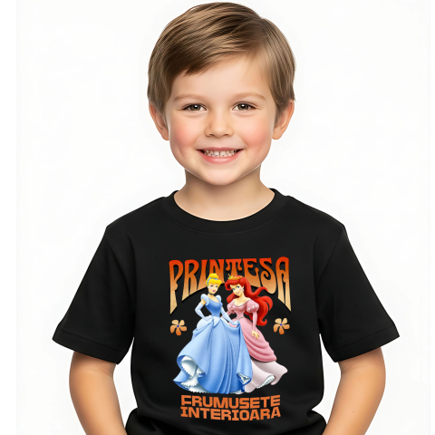 Tricou Copii cu Printesa - Ariel si Mica Sirena - Aventuri in Adancuri 100% Bumbac, Negru, 12 Ani [1]
