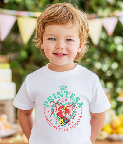 Tricou Copii cu Printesa - Ariel si Secretele Marii 100% Bumbac, Alb, 10 Ani [3]