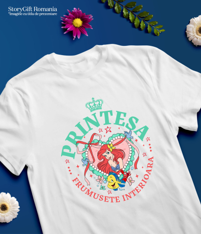 Tricou Copii cu Printesa - Ariel si Secretele Marii 100% Bumbac, Alb, 10 Ani [4]