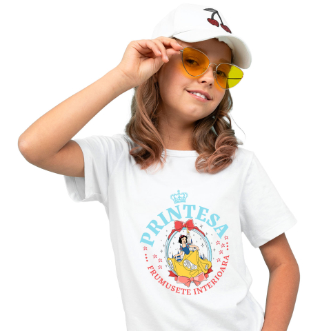 Tricouri - Tricou Copii cu Printesa - Oglinda Albei ca Zapada 100% Bumbac, Alb, 10 Ani