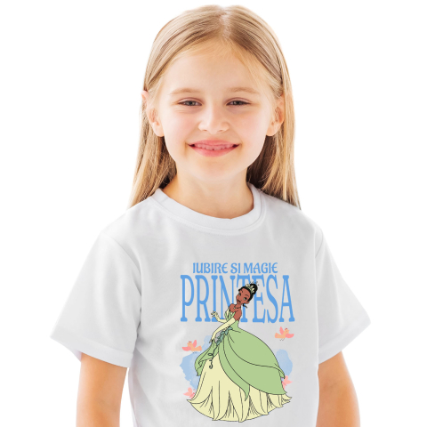 Tricou Copii cu Printesa - Printesa Tiana – Inima de Aur 100% Bumbac, Alb, 6 Ani [0]