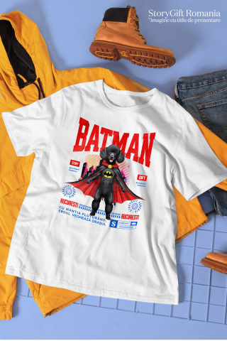 Tricou Femei, Barbati, Copii, Fata, Baiat, Unisex Personalizat Pudel În Costum de Batman – Câine Supererou pentru Copii și Iubitorii de Animale [2]