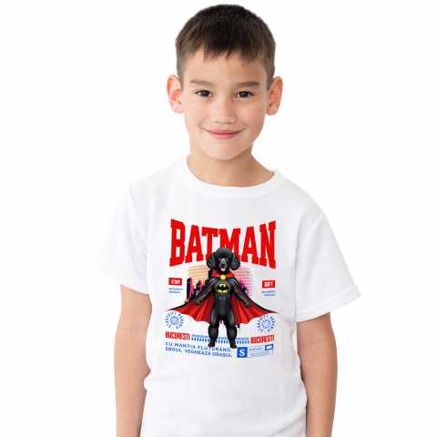 Tricou Femei, Barbati, Copii, Fata, Baiat, Unisex Personalizat Pudel În Costum de Batman – Câine Supererou pentru Copii și Iubitorii de Animale [1]