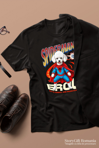 Tricou Femei, Barbati, Copii, Fata, Baiat, Unisex Personalizat Pudel în Costum Spider-Man cu Pelerină - Cadou Personalizat pentru Copii și Iubitorii de Câini [2]