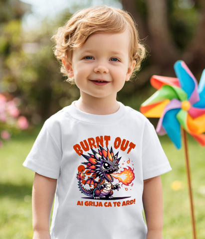 Tricou Femei, Barbati, Copii, Fata, Baiat, Unisex Personalizat Costum Pui Dragon cu Flăcări - "Ai Grija Ca Te Ard!" - Personalizat pentru Copii [3]