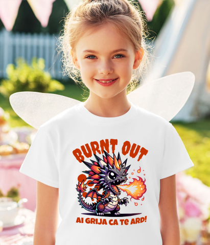 Tricou Femei, Barbati, Copii, Fata, Baiat, Unisex Personalizat Costum Pui Dragon cu Flăcări - "Ai Grija Ca Te Ard!" - Personalizat pentru Copii [2]