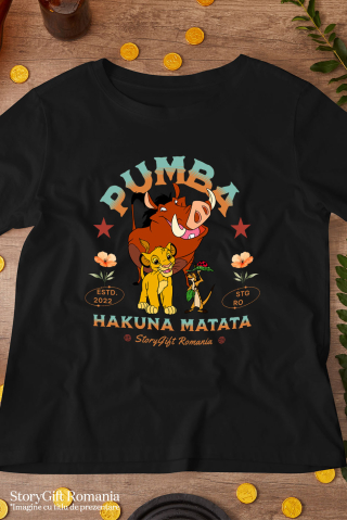 Tricou Copii cu Pumba si Prietenii – Ziua Magica printre Flori 100% Bumbac, Negru, 12 Ani [4]