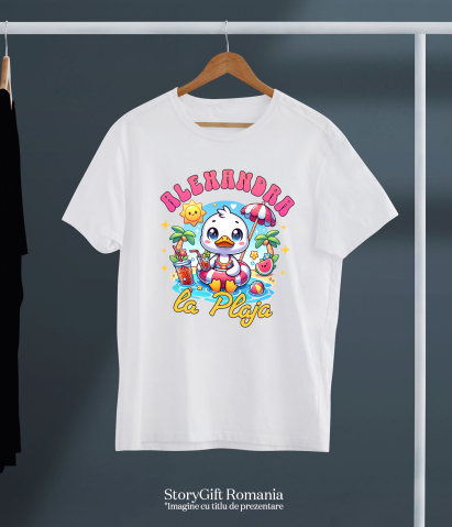 Tricou Femei, Barbati, Copii, Fata, Baiat, Unisex Personalizat Rață Albă cu Colac și Cocktail – Cadou Personalizat pentru Vacanță și Copii [4]