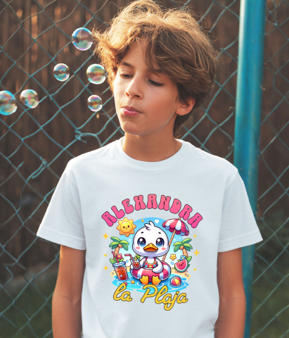 Tricou Femei, Barbati, Copii, Fata, Baiat, Unisex Personalizat Rață Albă cu Colac și Cocktail – Cadou Personalizat pentru Vacanță și Copii [2]