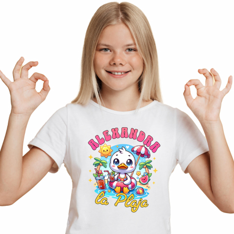 COPII - Tricou Femei, Barbati, Copii, Fata, Baiat, Unisex Personalizat Rață Albă cu Colac și Cocktail – Cadou Personalizat pentru Vacanță și Copii