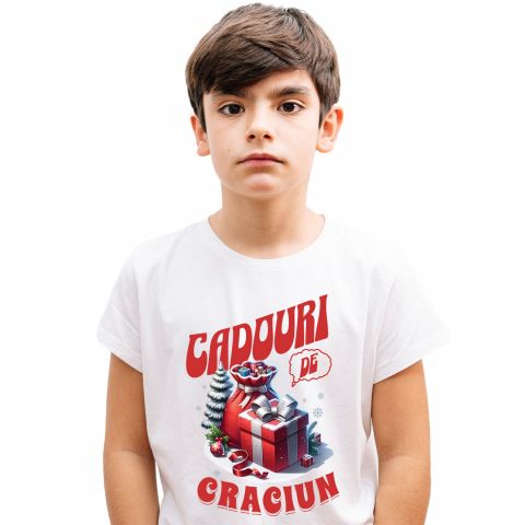 Tricou Femei, Barbati, Copii, Fata, Baiat, Unisex Personalizat Sac de Cadouri și Cutie Roșie cu Zăpadă și Globuri Colorate – Cadouri Personalizate de Crăciun [1]