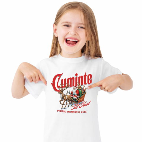 Tricou Femei, Barbati, Copii, Fata, Baiat, Unisex Personalizat Sania lui Moș Crăciun Trasă de Reni – Haios și Cuminte tot Anul pentru Momentul Asta [1]