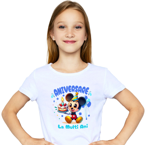 Tricou Copii cu Sarbatoreste cu Mickey – Cadouri Pline de Veselie 100% Bumbac, Alb, 8 Ani [1]