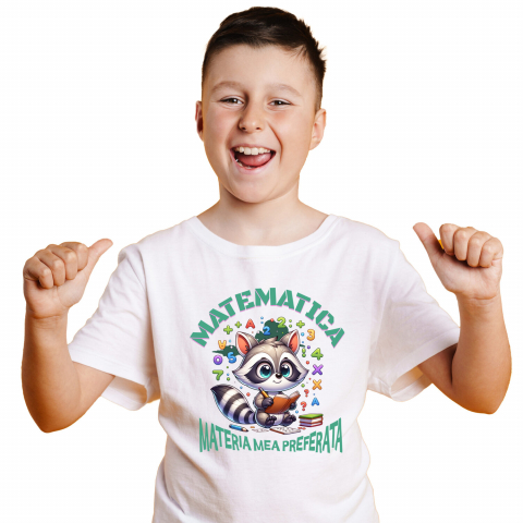 Tricou Femei, Barbati, Copii, Fata, Baiat, Unisex Personalizat Caiet Matematică Personalizat cu Sconcs - Materia Mea Preferată pentru Școală [1]