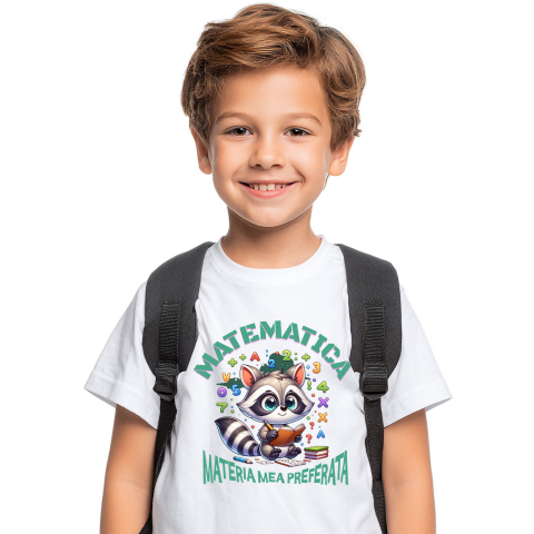 Educatie - Tricou Femei, Barbati, Copii, Fata, Baiat, Unisex Personalizat Caiet Matematică Personalizat cu Sconcs - Materia Mea Preferată pentru Școală