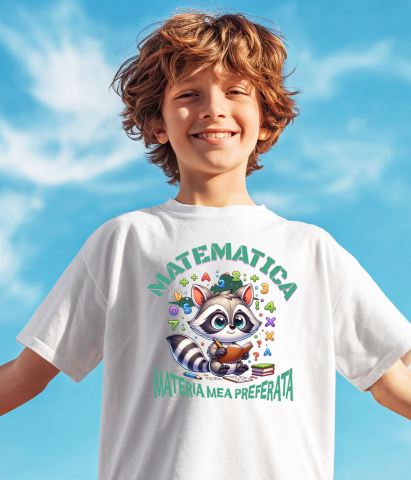 Tricou Femei, Barbati, Copii, Fata, Baiat, Unisex Personalizat Caiet Matematică Personalizat cu Sconcs - Materia Mea Preferată pentru Școală [2]