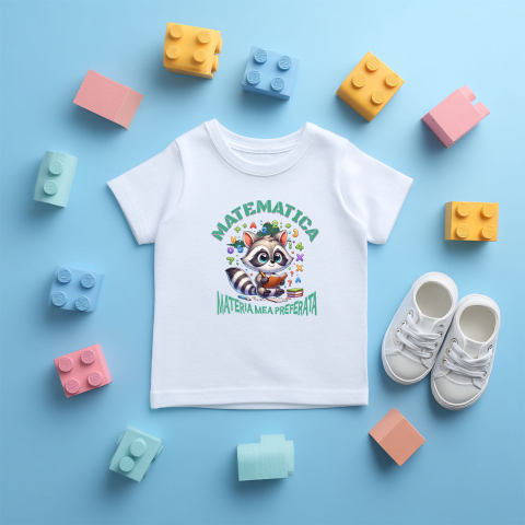 Tricou Femei, Barbati, Copii, Fata, Baiat, Unisex Personalizat Caiet Matematică Personalizat cu Sconcs - Materia Mea Preferată pentru Școală [4]