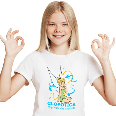 Tricouri - Tricou Copii cu Secretele Clopoticai și zanele padurii 100% Bumbac, Alb, 10 Ani