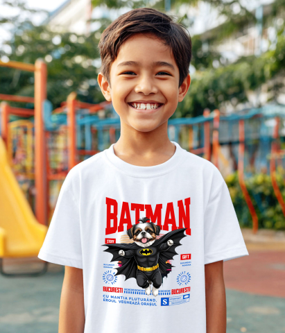 Tricou Femei, Barbati, Copii, Fata, Baiat, Unisex Personalizat Shih Tzu În Costum de Batman – Câine Supererou pentru Copii și Iubitorii de Animale [3]