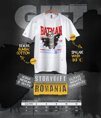 Tricou Femei, Barbati, Copii, Fata, Baiat, Unisex Personalizat Shih Tzu În Costum de Batman – Câine Supererou pentru Copii și Iubitorii de Animale [5]