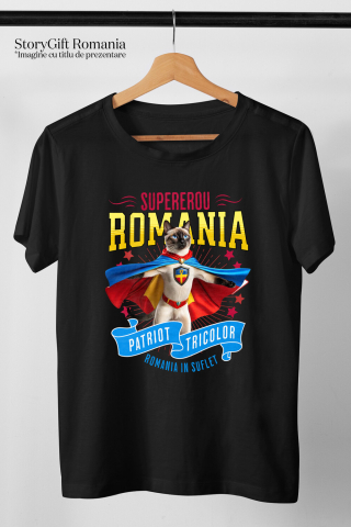 Tricou Femei, Barbati, Copii, Fata, Baiat, Unisex Personalizat Pisică Siameză Supererou – Costum Căpitan România, Cadou Personalizat [2]