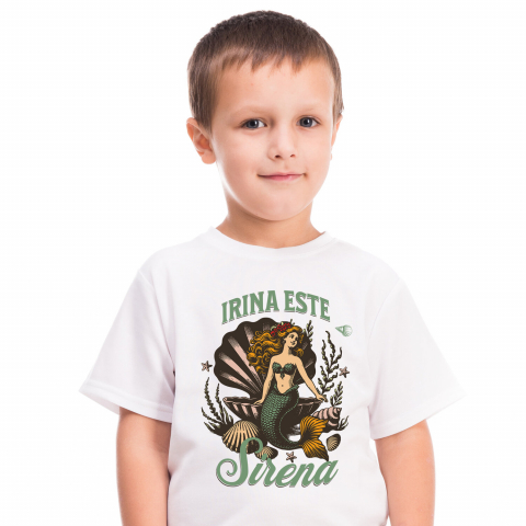 Tricou Femei, Barbati, Copii, Fata, Baiat, Unisex Personalizat Sirena Personalizată cu Costum Verde – Cadou Unic pentru Copii și Familie [1]