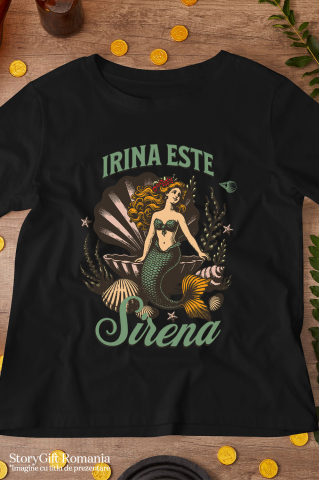 Tricou Femei, Barbati, Copii, Fata, Baiat, Unisex Personalizat Sirena Personalizată cu Costum Verde – Cadou Unic pentru Copii și Familie [4]