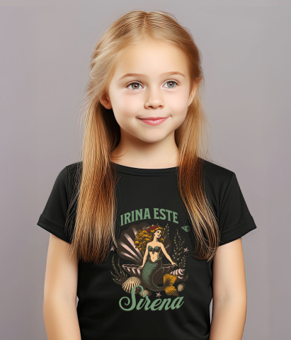 Tricou Femei, Barbati, Copii, Fata, Baiat, Unisex Personalizat Sirena Personalizată cu Costum Verde – Cadou Unic pentru Copii și Familie [2]