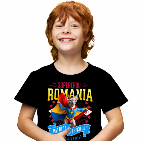 Tricou Femei, Barbati, Copii, Fata, Baiat, Unisex Personalizat Pisica Sphynx în Costum de Căpitan România – Cadou Personalizat Unic pentru Iubitorii de Pisici [1]