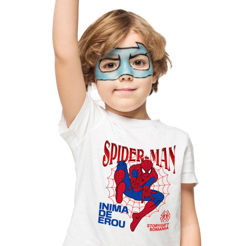 Tricou Copii cu Spidere-Man - Aventuri Nebune pe Zidurile Orasului 100% Bumbac, Alb, 10 Ani [1]
