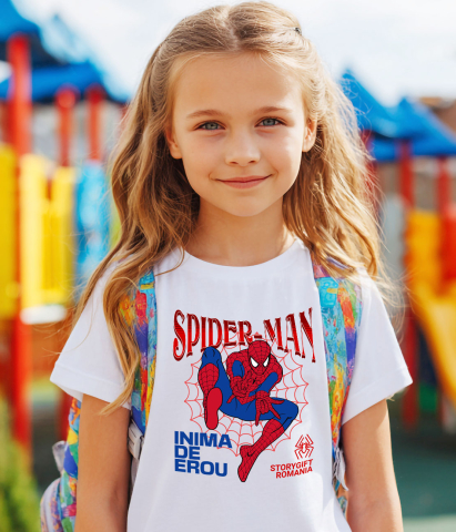 Tricou Copii cu Spidere-Man - Aventuri Nebune pe Zidurile Orasului 100% Bumbac, Alb, 10 Ani [2]