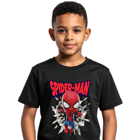 Tricouri - Tricou Copii cu Spiderman - Povestea Captivantă în Cadru 100% Bumbac, Negru, 12 Ani