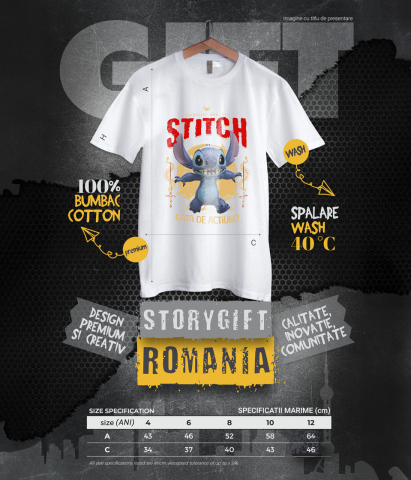 Tricou Copii cu Stitch - Călătorie Plină de Zâmbete și Magie Disney 100% Bumbac, Alb, 12 Ani [5]